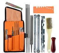 OTYMIOW 11PCS Kit d'Affûtage Universel pour Affutage Chaine de Tronconneuse Portable Kit Affutage Chaine Tronçonneuse avec Limes Rondes 4/4,8/5,5mm Lime Plate Manche Guide de Lime et Pochette