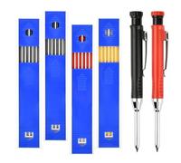 OTYMIOW Crayon de Construction Professionnel 2PCS Avec 24 Recharges, Taille-Crayon, Marqueur de Trous Profonds Pour le Bois, Outil de Travail Charpentier