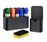 OTYMIOW Porte Stylo Magnetique Noir 2PCS Porte Crayon Marqueur Magnétique, Boite Rangement Magnetique, Support de Marqueur Magnétique, Porte Feutre Tableau Blanc, Accessoires pour Tableau Blanc