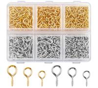 Ouborui lot de 500 vis à œillet petites - 3 tailles (8/10/13 mm) ensemble de vis à œillet pour la fabrication de bijoux, l'artisanat en or et en argent