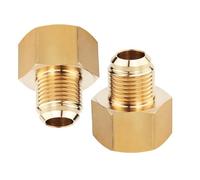 OUFEIJIA EUR Lot de 2 raccords convertisseurs pour Tuyau en cuivre AC Laiton, réducteur à extrémité évasée pour climatiseur 1/2", 3/8", 5/8", 3/4"(Inner 1/2 Outer 3/8)