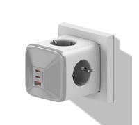 OUFUYU Multiprise Cube Chargeur USB Secteur 33W, Prise Multiple Murale avec 4 Prises 4000W Chargeur Rapide 2 USB C 1 USB A, 7 en 1 Bloc Multiprise pour Bureau Maison Voyage, Blanc