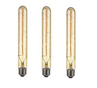Ougeer Lot de 3 T30 Long Tube ampoule LED 4 W Tube Style Edison Ampoule à filament Fumé Doré Verre T30 E27 4 W Culot à vis