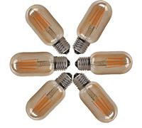OUGEER Lot de 6 E27 Edison LED Ampoule a Filament 220V-240V 4W T45 Straight E27 Blanc Chaud 2300K,Vintage Lampe rétro filament 4W
