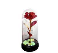 ougiver Rose éternelle personnalisée en acrylique dans un dôme de présentation, fleur en acrylique avec base noire, un cadeau romantique parfait pour la Saint-Valentin, la fête des mères, un