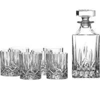 Ouhonix Lot de 7 décanteurs et verres en cristal - Carafe à whisky sans plomb avec 6 verres - Coffret cadeau élégant pour la fête des pères, Noël, pendaison de crémaillère