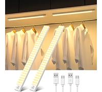 OUILA Lampe de Placard Lot de 2, 43CM 3000K Lumiere Placard Détecteur de Mouvement Sans Fil 2500mAh Rechargeable Veilleuse Lampe d'Armoire pour Tiroir Cuisine Toilettes Couloir Escalier