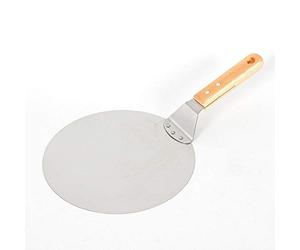 OUKANING Pelle à pizza en acier inoxydable avec poignée en bois pour la cuisson de pizzas, pains, gâteaux et biscuits faits maison 43,5 cm