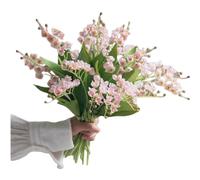 OUKEYI - Fleurs artificielles de muguet fausses blanches en cloches de vent, orchidées pour bouquet de mariage, jardin extérieur, maison, fête - 8 pièces (rose)