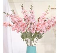 OUKEYI Lot de 6 Fleurs artificielles en Soie Delphinium de 85,1 cm - Fleurs artificielles à Tige Longue pour Grand Vase, décoration de Maison, de fête de Mariage (Rose)