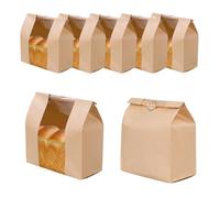 OULLYY 25 Paquets Grands Sacs à Pain en Papier pour Pain Fait Maison, Sacs à Pain Au Levain, Sac de Boulangerie en Papier Kraft avec Fenêtre pour Stockage D’emballage Des Aliments Cuits Au Four