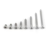 Oumefar 200 pièces/ensemble M3 vis autotaraudeuses en acier inoxydable Pan plat Vis à tête bombée Assortiment Kit 6mm-30mm pour usine de bureau à domicile(Cross countersunk head tapping screws)