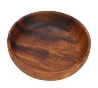Oumefar Bol en bois naturel rond plat de service des aliments foncés bol à soupe salade nouilles assiette de riz repas fruits légumes plat pour la maison restaurant café utilisation (12 * 3 . 5cm)
