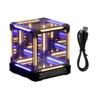 Oumefar Infinity Miroir Cube Lumière 4D Cube Lumière LED Miroir Lampe Contrôle Tactile Réglable USB C pour Salle de Jeu Chambre