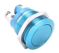 Oumefar Interrupteur à Bouton Métallique étanche en Acier Inoxydable, 16mm, Interrupteur Poussoir à Réinitialisation Automatique pour les Environnements Humides, Conception à Tête Ronde Durable (Bleu)