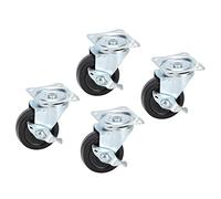 Oumefar Jeu de Roulettes Pivotantes 4 Pièces 2 Pouces Roues de Frein Latérales en Caoutchouc Silencieux pour Chariots et Usage Domestique, Matériau en Acier Inoxydable