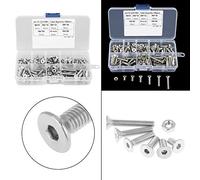 Oumefar Kit D'assortiment de Vis à Tête Plate en Acier Inoxydable M4, 180 Pièces pour Applications Industrielles