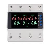 Oumefar Protecteur de Tension Dispositif de Protection de Tension 3 Phases 63A Protecteur de Surtension Affichage LED Réenclenchement Automatique Montage sur Rail DIN avec