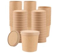 Oungy 50 Bols Carton Kraft 27 oz avec Couvercles Papier, Boîtes Alimentaires Jetables pour Repas à Emporter, Salade, Riz, Soupe Épaisse, Buffet, Restauration et Préparation de Fête
