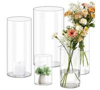 Oungy Grand vase cylindrique - Hauteur : 30 cm - Grand vase moderne - Diamètre : 15 cm - Vase cylindrique pour bougies piliers, bougies flottantes - Pour décoration de mariage, salon
