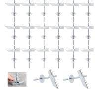 Oungy Lot de 20 chevilles à bascule M6 x 100 mm, chevilles pliantes en acier au carbone galvanisé, chevilles à ressort avec disque et écrou, chevilles basculantes pour accrocher des objets lourds sur