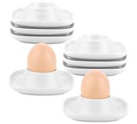 Oungy Lot de 8 coquetiers en porcelaine, blancs, amusants, 9,5 cm, en céramique, ensemble de petit-déjeuner, empilables, pour camping, cuisine, salle à manger