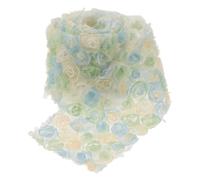 OUNONA 1 rouleau de ruban en mousseline à motif floral appliqué, dégradé arc-en-ciel, bordure en tulle doux pour emballage de bouquets, ruban décoratif en organza et dentelle, 5 yards x 3,15