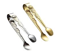 OUNONA 2 Pièces Pince à Glaçons en Acier Inoxydable Poignée Fleur de Rose Embossée, Anti-rouille et Facile à Utiliser, Cuisine Service des Aliments