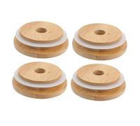 OUNONA 4pièces Couvercles De Bocaux Bambou Pour Paille Lot De Fermeture Hermétique Simple