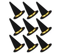 OUNONA 9 Pièces Mini Chapeau de Sorcière en Feutre Noir 3,5cm pour Décoration de Bouteille de Vin, Léger et Réutilisable, pour Loisirs Créatifs Halloween et Fête