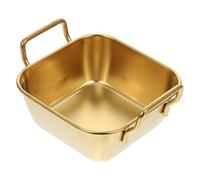 OUNONA Assiette de Collation Carrée en Acier Inoxydable, Style Coréen | Plateau Doré Pièce, Bords Anses, Usage Bars et Fêtes, Surface Lisse Facile à Nettoyer