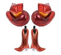 OUNONA Ballons en Aluminium pour Décoration de Fête et Bottes Marron Lot de 4 Forme Chapeau de Cowboy Accessoires Photo Anniversaire Western