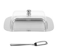 OUNONA Beurrier en acier inoxydable avec couvercle - Boîte à fromage rectangulaire transparente avec spatule pour réfrigérateur - Plat de service pour le petit-déjeuner