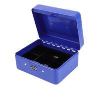 OUNONA Boîte à Espèces Verrouillable en Fer Bleu, Robuste et Portable, Petite Caisse pour Monnaie Maison Bureau