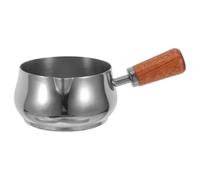 OUNONA Bol à Sauce avec Poignée en Bois en Acier Inoxydable 120ml | Restaurant et Repas Occidentaux, Design Moderne Minimaliste, Argenté, Facile à Nettoyer, Robuste
