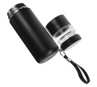 OUNONA Bouteille à Thé en Verre 500ml Séparation Eau et Thé, Filtre Fin, Acier Inoxydable et Verre, Mug Isotherme Portable Noir pour Bureau et Voyage