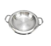OUNONA Casserole Double Poignée et Chauffage Rapide en Acier Inoxydable Argenté Multifonction Cuisine Maison et Petit Hot Pot
