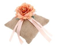 OUNONA Coussin et Utilisation Polyvalente pour Alliances de Fiançailles en Tissu Lin Rustique Carré, Ornement Décoratif Design Unique pour Cérémonie de Mariage
