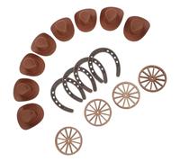 OUNONA Décoration de Fête Anniversaire Western Rustique avec Centre de Table en Plastique, Accessoires Cowboy Mini Bottes de Foin et Chapeaux, Ambiance Authentique Western