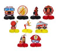 OUNONA Décorations d'anniversaire Camion de Pompiers en Papier Alvéolé, 9 Pièces Légères et Faciles à Utiliser pour Décorer Une Fête d'anniversaire à Domicile