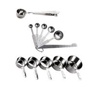 OUNONA Ensemble de 12 Cuillères Doseuses Empilables en Acier Inoxydable Argenté, Longue Durée Pliure, Cuisine Pâtisserie Moderne
