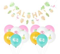 OUNONA Ensemble de Ballons en Latex Décor Hawaïen pour Décoration de Fête, Design Créatif, Usage Intérieur et Extérieur, Set Complet pour Ambiance Tropicale