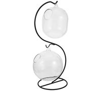 OUNONA Étagère Double Couche pour Plantes Succulentes Hydroponiques en Verre avec Support en Fer, Design Unique et Pratique pour Décoration de Bureau ou Maison