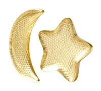 OUNONA Lot de 2 Assiettes à Dessert Dorées en Fer Martelé, Forme Lune et Étoile, Style Vintage Rétro, Facile à Nettoyer, Décoration Festive pour Aïd et Noël