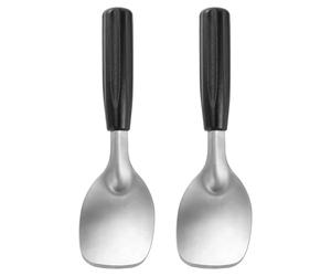 OUNONA Lot de 2 pelles à glace plates en acier inoxydable robuste | Avec poignée antidérapante en plastique, large tête, pour desserts glacés fermes ou crémeux, coupe-beurre facile, usage