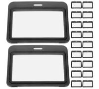 OUNONA Lot de 20 porte-badges rigides horizontaux, protège-cartes de crédit double face en plastique avec fenêtre transparente, étui rigide pour badges de travail, étiquettes nominatives de
