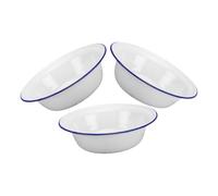 OUNONA Lot de 3 Bols Émaillés Vintage 16 Cm Profondeur 4,5 Cm en Acier Émaillé Blanc, Bol à Soupe Multifonction, Bassine à Légumes et Fruits, Vaisselle Légère Cuisine et Pique-niques