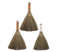 OUNONA Lot de 3 Petits balais à Main en Paille tressée Naturelle, Manche Court, Balai de Nettoyage portatif, plumeau d'intérieur et d'extérieur pour Gravier, Feuilles mortes, Sable