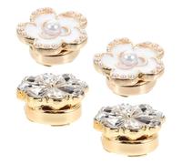 OUNONA Lot de 4 Boutons de Chemise Fleuris avec Cristaux Clips Décoratifs Dorés Couvre-Boutons Scintillants pour Vêtements Accessoires Élégants pour Mariage et Anniversaire