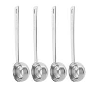 OUNONA Lot de 4 cuillères doseuses à café (20 ml, 1 cuillère à soupe et 1/3 c. à soupe) en acier inoxydable avec long manche, idéales pour le café, le lait, les fruits en poudre, le thé en
